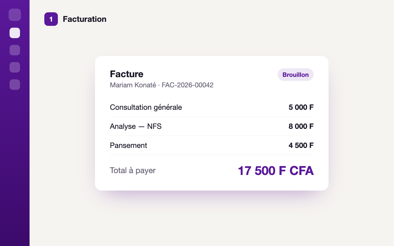 Aperçu de Nuvia — facturation et tiers-payant